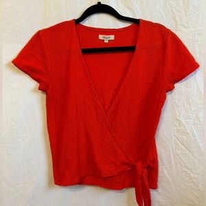 Madewell Wrap Red Top 100% Cotton